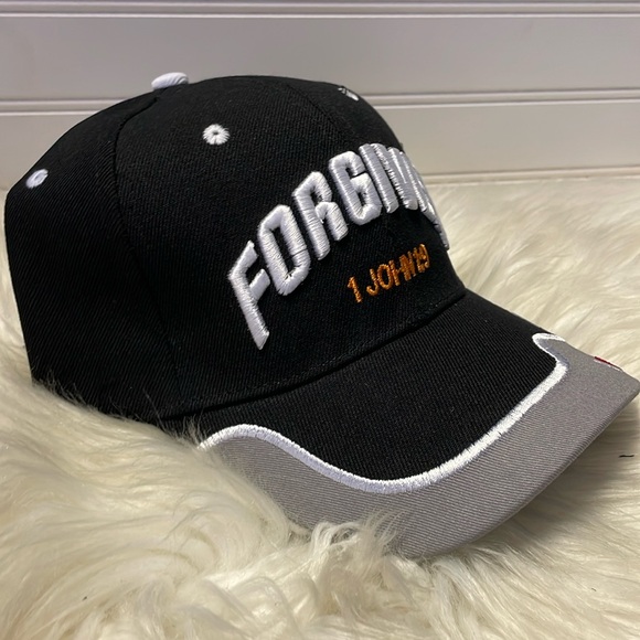 Forgiven -1 John 1:9 Black Embroidered Baseball Cap - Picture 3 of 12